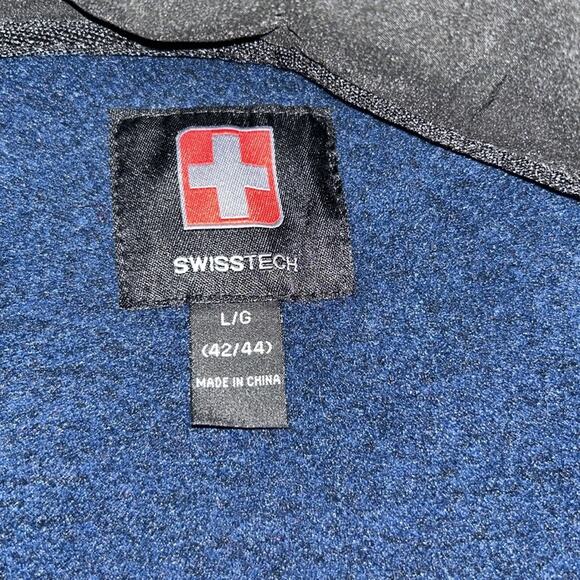 Swiss Tech Men's Softshell Jacket blue fleece lined full zip Size Large - Picture 7 of 7